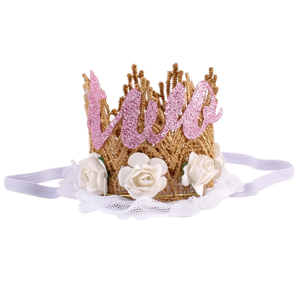 Newborn Crown Headband Princess Crown lace flower headband Baby Girls Hair Band Children Photo Props Hair Accessories