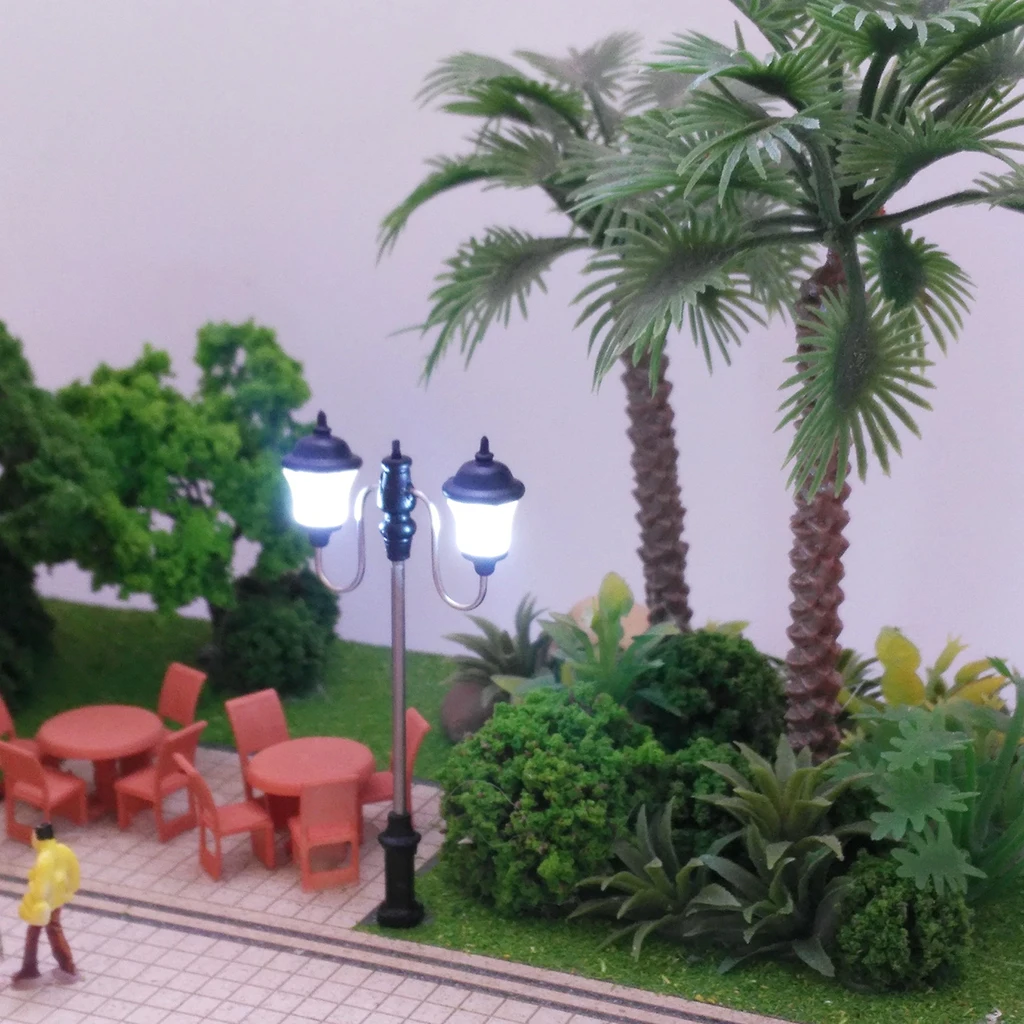 Pack of 5 Model Railway Train Lamps Led Lampposts, Miniatures Garden Street Lgihts, HO Scale, 7cm, 3V