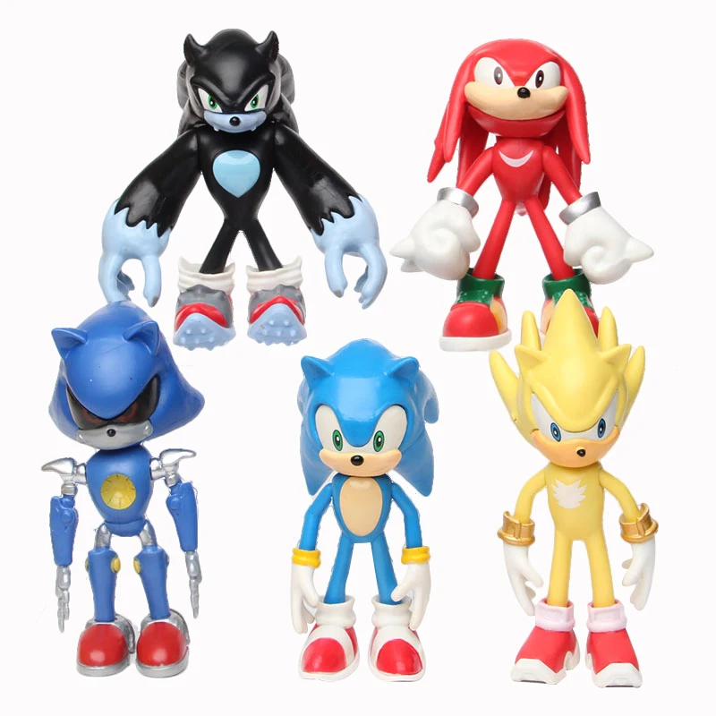 

12cm 5pcs/set Sonic Figure Toys Doll Anime Cartoon Sonic Tails Knuckles Shadow Amy Rose PVC Action Toy Model For Children Gift