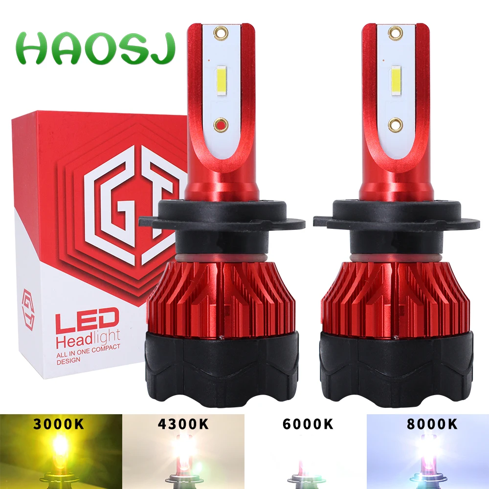 

HAOSJ H7 LED Bulb H4 LED Car HeadLight 12V 12000LM 6000K 8000K 4300K 3000K H11 LED H3 HB3 9005 HB4 9006 H1 Led H8 Fog light
