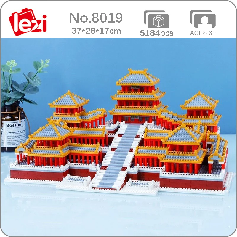 Lezi 8019 мировая архитектура Китай древний дворец эпан 3D модель DIY Мини Алмазные