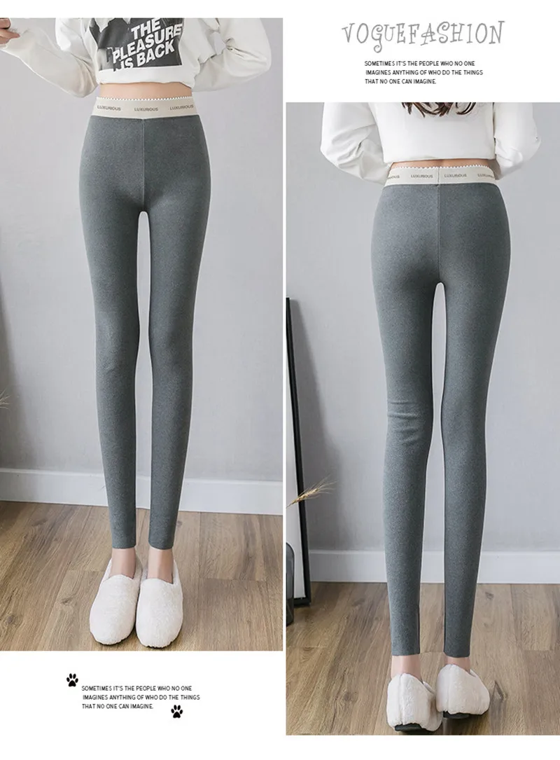 2021 Autumn Winter Women Warm Leggings Soft Thick Velvet Slim High Waist Elastic Pencil Pants Plus Size M-4XL Female Leggings white leggings