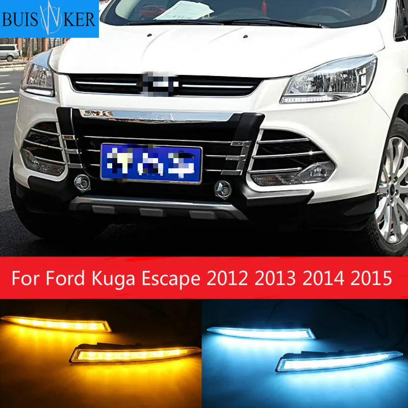 

Светодиодсветодиодный дневные ходовые огни для Ford Kuga Escape 2012 2013 2014 2015 с указателями поворота, 2 шт./компл.