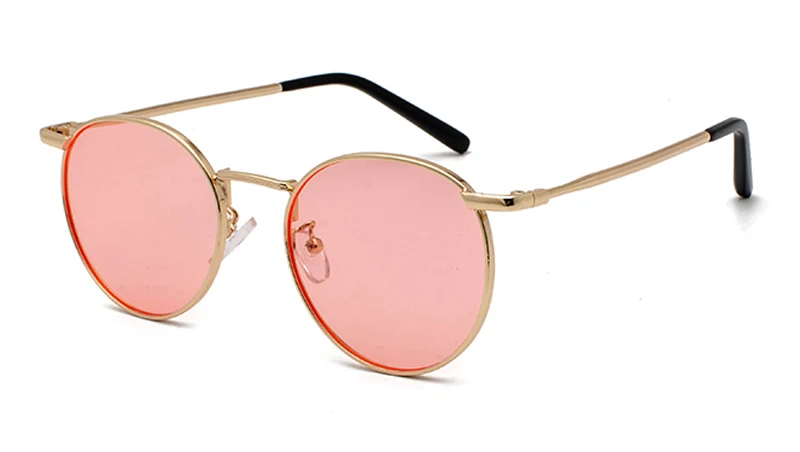 gold with pink Peekaboo очки прозрачные круглые, металлические солнцезащитные очки стиль, мужские очки солнечные желтые золотые красные линзы, Ретро солнцезащитные, uv400 рождения, подарок - Цвет линз: gold with pink