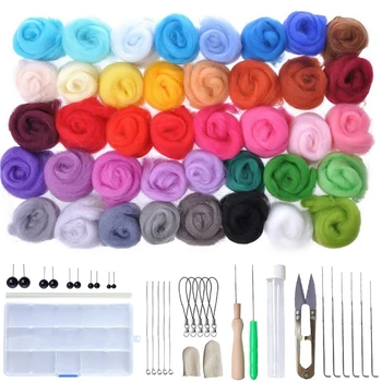 

Color DIY Wool Felt Kit Handle Wool Felting Tools Handmade Felt Needle Set Handcraft Needle Felting Kit DIY Wool Felt Kit