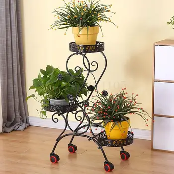 

Ou Shi, Wrought Iron Multi-layer Mobile Push-pull Showy Pulley Console Pot Frame Sitting Room Balcony Flower Wearing Special Off