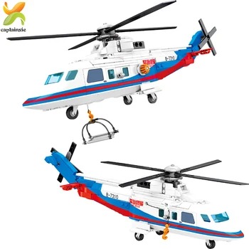 

391pcs Rescue Helicopter Model Building Blocks City Emergency Rescue Police Plane Figures Enlighten Brick Toys Children