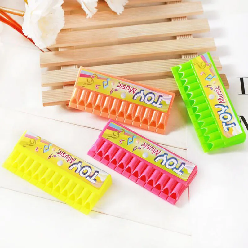 

10Pcs / lot children plastic toy mini harmonica creative cartoon harmonica playing small musical instrument toys