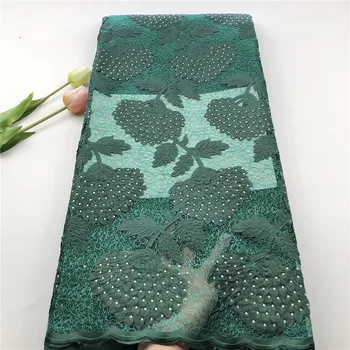 

New Design African Lace Fabric Embroidered Nigerian Guipure for Wedding High Quality 2019 French Tulle Lace Fabric with Stones