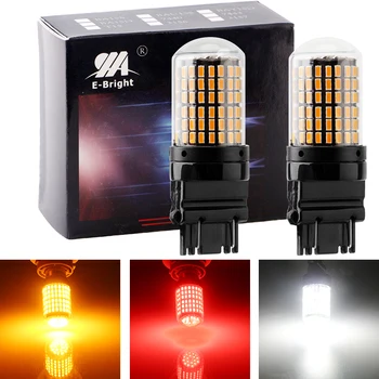 

YM E-Bright 2 PCS 3157 P27/5W Auto LED Canbus 3014 T25 ERROR FREE LED Car Brake Lights 12V NO Hyper Flash Amber White Red