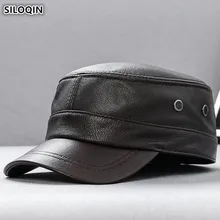 SILOQIN Мужская брендовая шапка из овчины s шляпа из натуральной кожи армейские военные шапки новая простая Мода папа плоский колпачок для крышки