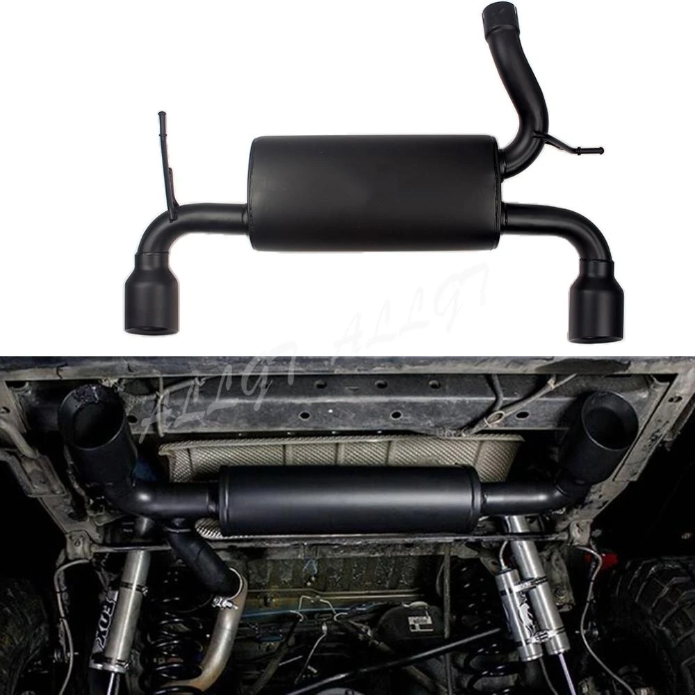 Flat Black Dual AxleBack Exhaust Muffler System For 20072017 Jeep