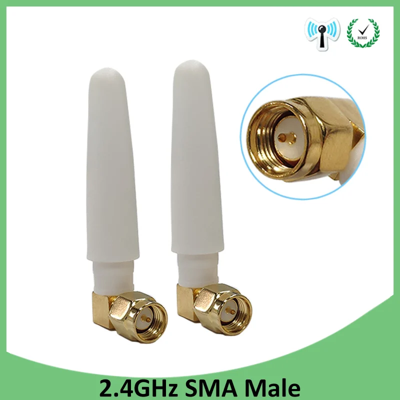 

2pcs 2.4GHz antenna wifi SMA Male Connector 2~3dbi 2.4 ghz antena wi fi Small Size antenne white wi-fi antenas antennas router