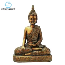 Résine forte Imitation cuivre bouddhisme Bodhisattva bouddha Statue inde bouddha Sculpture Vintage bouddha tête artisanat décor(China)