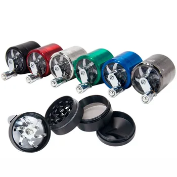 

4 Layer Smoke Crusher Hand Crank Muller Mill Smoking Accessorie Tobacco Herb Grinder Tobacco Spice Weeds Grass Aluminium Grinder