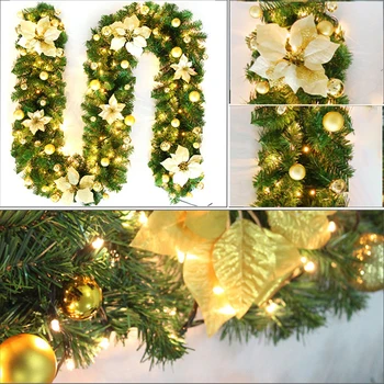 

2.7m PVC Christmas Tree Garland with String Lights Xmas Decoration Party Supplies Christmas Decorations for Home