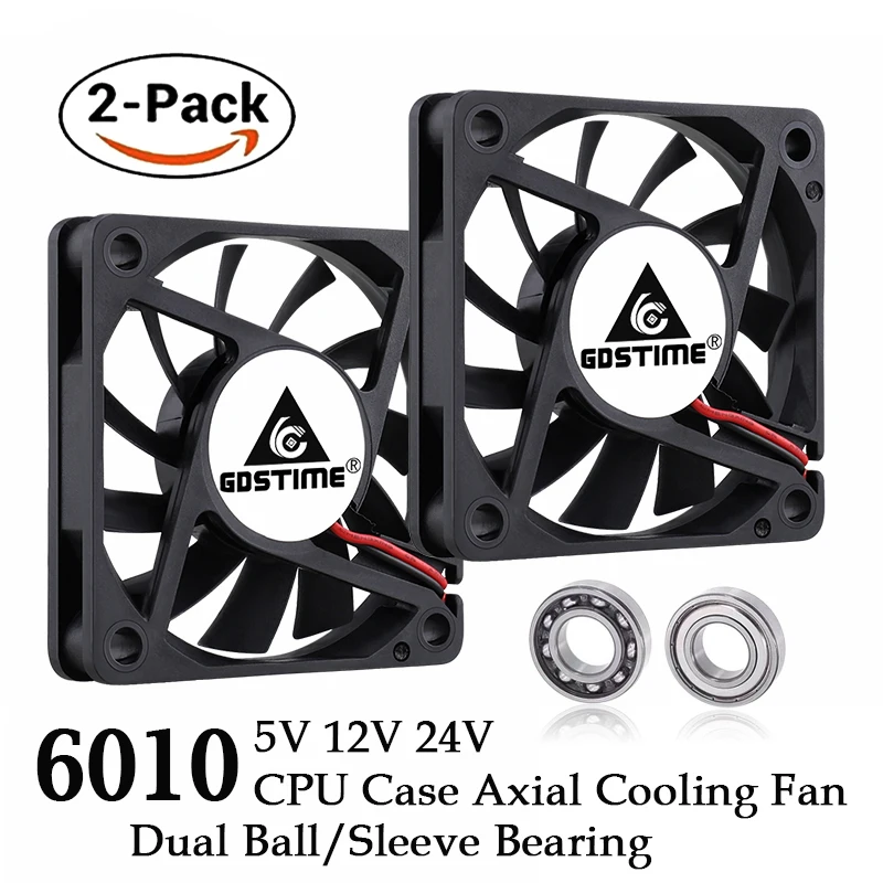 Gdstime-ventilador Cooler dc sem Escova Peças 60 mm 5v 12v 24v Pinos Pinos 60x60x10 mm 6010 6cm para Computador pc Cpu Caixa de Resfriamento