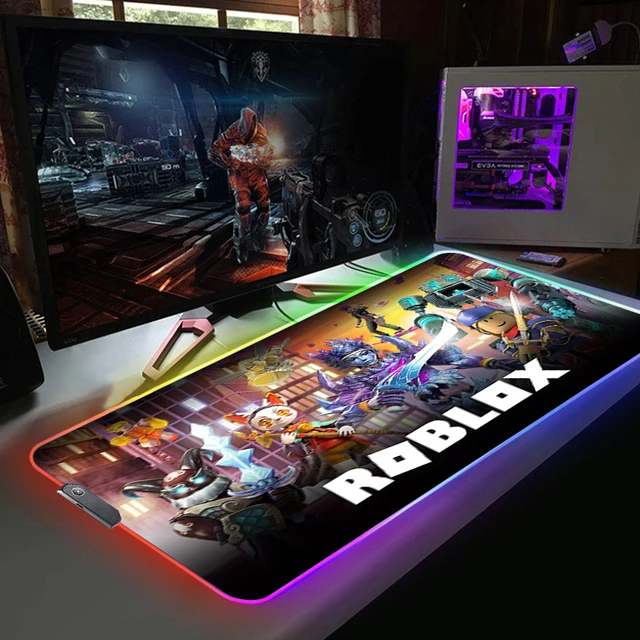 Alfombrilla de ratón RGB para juegos, alfombrilla luminosa de gran tamaño para ordenador de escritorio, 7 colores, luz LED, teclado para videojuegos 2