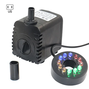 

110V Powerful Submersible Water Pump With LED Light Adjustable Water Flow For Fountains Pond Aquarium Fish Tank Statuary US Plug