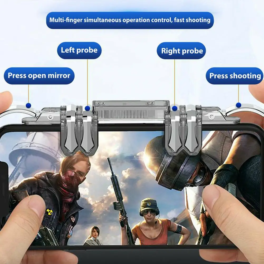 K19 Quick Reflection Button Mobile Game 6 Fingers Linkage Trigger Controller Portable Adjustable Gaming Accessories For Phone