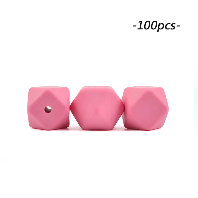 LOFCA 100 шт мини шестигранные силиконовые бусины 14 мм детский прорезыватель BPA Бесплатные ожерелья своими руками пустышки цепи Прорезыватели для зубов - Цвет: sakura