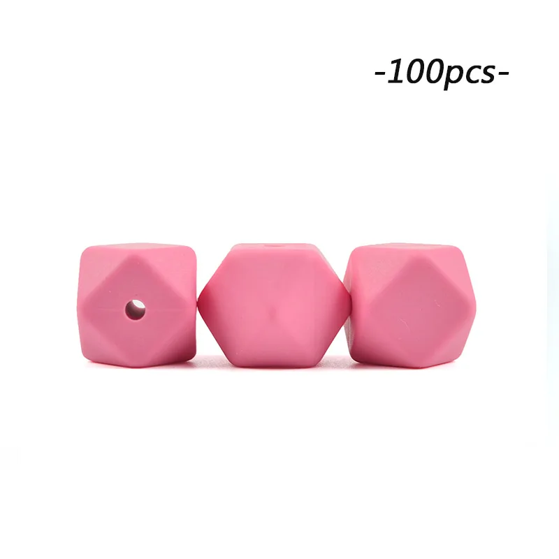 sakura LOFCA 100 шт мини шестигранные силиконовые бусины 14 мм детский прорезыватель BPA Бесплатные ожерелья своими руками пустышки цепи Прорезыватели для зубов - Цвет: sakura