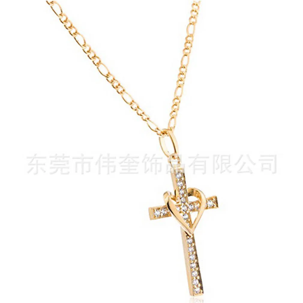 

Anniversary qin ren ai ren Remains Customizable Titanium Steel Rose Gold Diamond Heart Shape Cross Cremation Urn Necklace Pendan