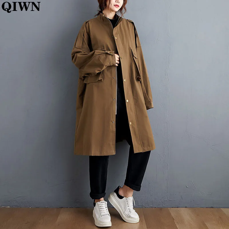 

Vintage 2020 Autumn Winter Coats Women Female Korean Style Long Cardigan Jacket Plus Size Turtleneck Cotton Zipper Outerwear 5XL