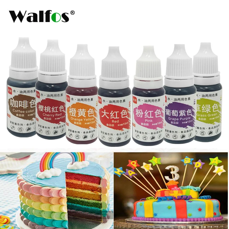 

WALFOS Edible Pigment 10ML Macaron Cream Food Coloring Ingredients Cake Fondant Baking Cake Edible Color Pigment Baking &Pastry