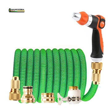 

High quality 7.5m-30m garden hose telescopic magic hose flexible plastic car wash hose metal spray gun outdoor garden watering