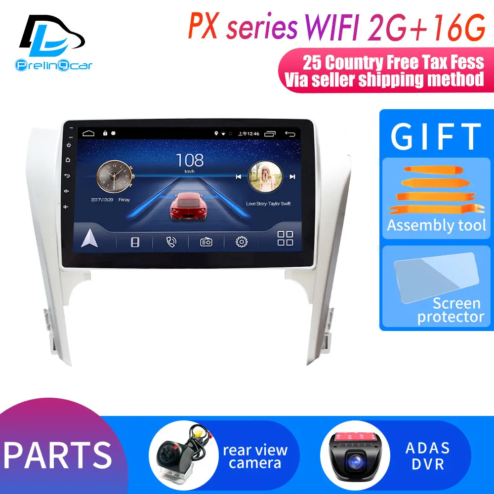 PX player 2G16G DVR 4G Lte Android 9,0 gps Мультимедийная навигационная система для Toyota Camry 2012 2013 автомобильный dvd-плеер Подушка подголовник радио - Цвет: PX player 2G16G DVR