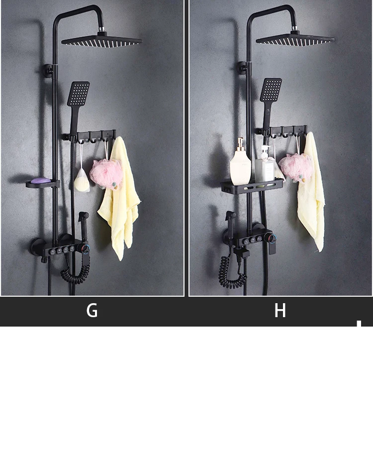 Матовый черный термостатический душевой набор для ванной черный кран настенный смеситель для душа, ванной смеситель для душа в форме дождя для ванной черный душевой набор