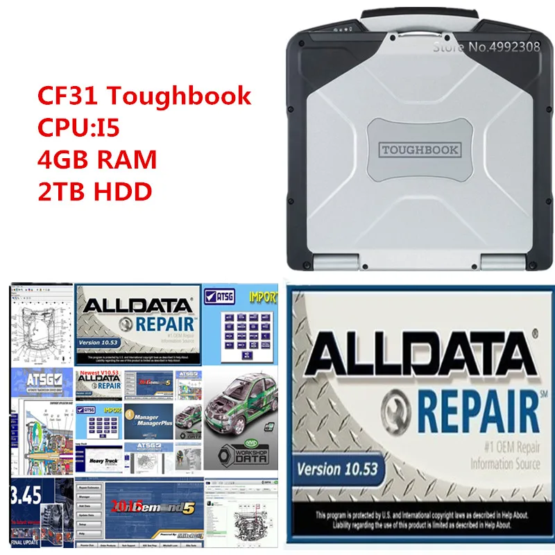 2020 venda quente reparação de automóveis todo o software de dados alldata 10.53 mit .. ch-ell vívido instalado bem em cf31 i5 4g toughbook portátil