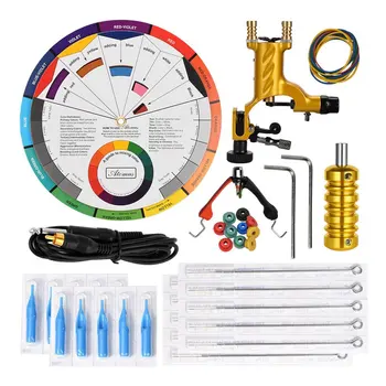 

12pcs Tattoo Machine Kit Set Black Tattoo Accessories Sets Tattoo Pedal Color Wheel Rubber Band Pin Cushion Supply Group