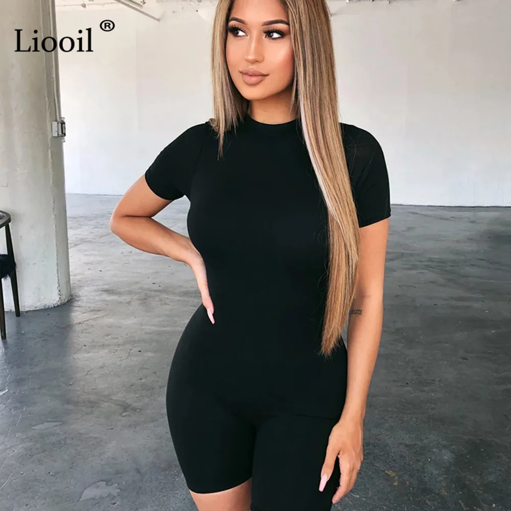 Liooil, черный, серый, Облегающий комбинезон, женская одежда с обеих сторон, сексуальный комбинезон, осень, на молнии, вечерние, Клубные комбинезоны, комбинезоны, шорты