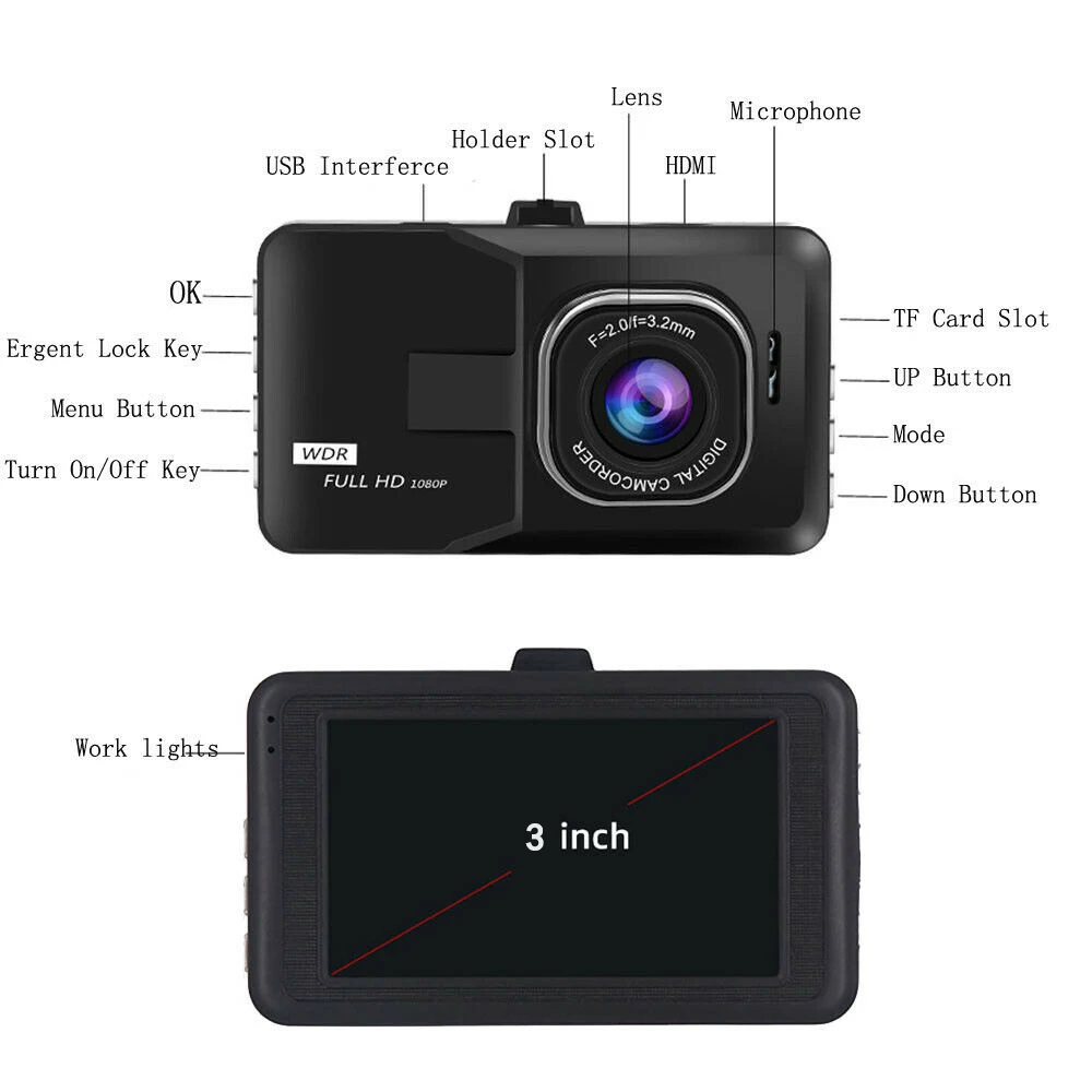 Автомобильный видеорегистратор Full HD 1080P " ЖК-дисплей с g-сенсором ночного видения авто видеорегистратор