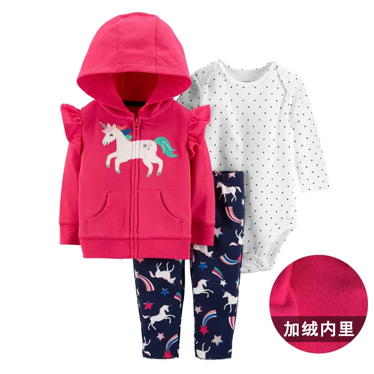 Комплекты одежды для новорожденных мальчиков и девочек, Детский комбинезон из флиса и хлопка, кофта+ комбинезон+ штаны, комплект одежды из 3 предметов - Цвет: Style 10