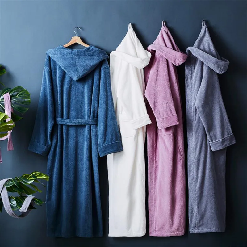100% Cotton Toweling Terry Bath Robe Unisex Lovers Soft Bathrobe Men Women Nightgown Sleepwear Male Casual Home Hotel Bathrobe