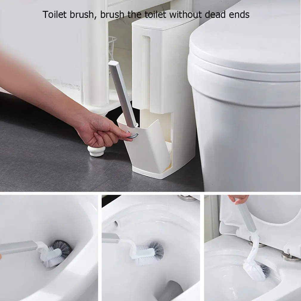 Japanse Stijl Integrated Trash Can Toilet Brush Set Bathroom Quilting Trash Can Cleaning Brush With Cover Edgy