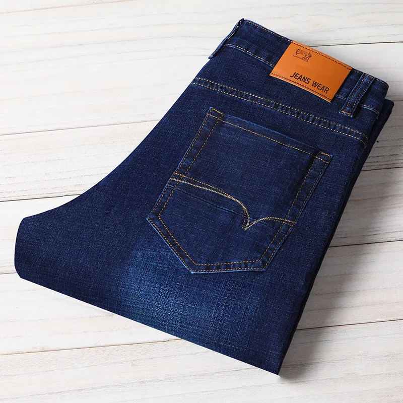 new Business Jeans Men Casual Straight Slim Fit Blue Jeans Male Stretch Thin Fashion Classic Denim Pants skinny jeans men - Цвет: A
