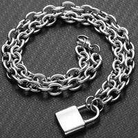 Stainless Steel Lock Pendant Necklace Punk Necklace Choker For Men Women Jewelry Gif Dropshipping 2