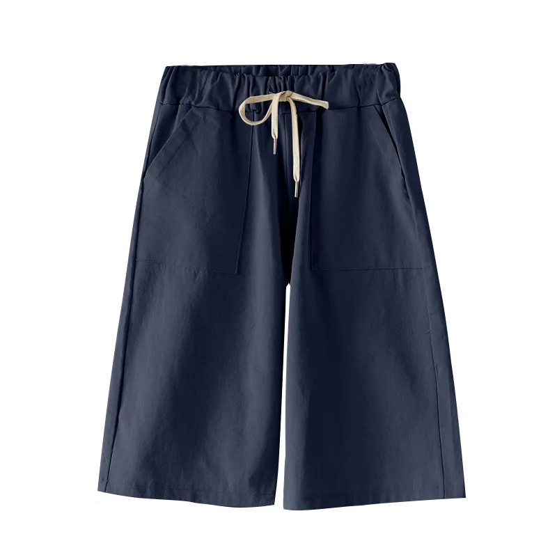 Plus Size 6XL 7XL 8XL Summer Cotton Solid Shorts Ladies Bottom Large Size Loose High Elastic Waist Sashes Casual Harem Trousers, view 3