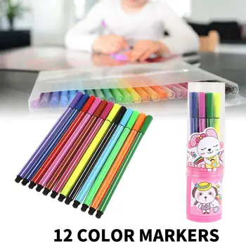 

12colors Washable Art Brush Mark Pens Color Pen Professional Writing Painting School Universal Stationery Children Drawing