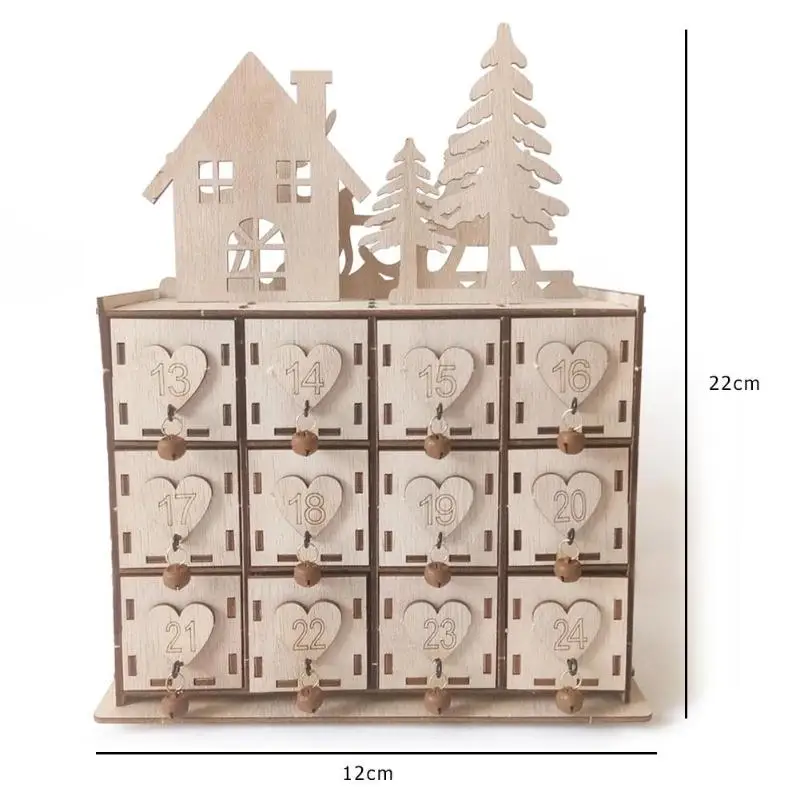 Коробка для хранения с рождественским календарем, многофункциональная, оригинальная, деревянная коробка для хранения мелочей, настольный декор, украшение для дома