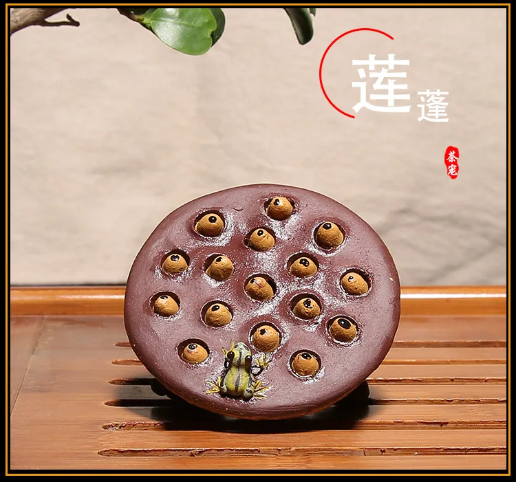 Lotus Seedpod Greenish Blue Frog Tea Ornaments Wholesale Clay Greenish Blue Toad Lotus Seed Craft Gift Customization Rain Sand M