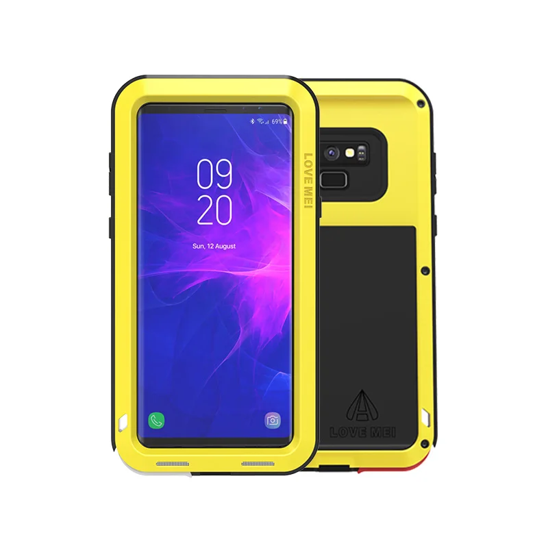 LOVE MEI металлический защитный чехол для samsung Galaxy Note 9 Note9 SM-N960F алюминиевый мощный противоударный грязеотталкивающий чехол из ТПУ+ металл - Color: Yellow