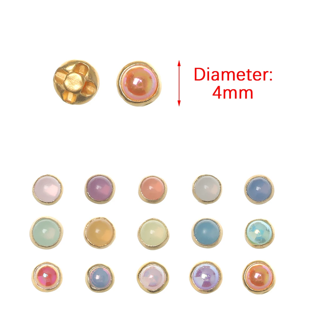 Tiny Pearl Buttons 4mm Imitation Pearl Metal for DIY Doll Clothes