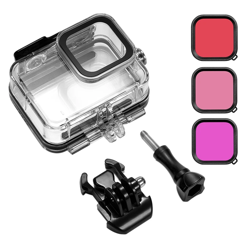 

60M Waterproof Case Protective Cover with Filter for Gopro Hero 8 Motion Camera Diving Shell Accessories