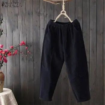 

Spring Harem Pants ZANZEA Women Elastic Waist Long Corduroy Trousers Casual Vintage Solid Work Loose Turnip Pantalon Female Pant