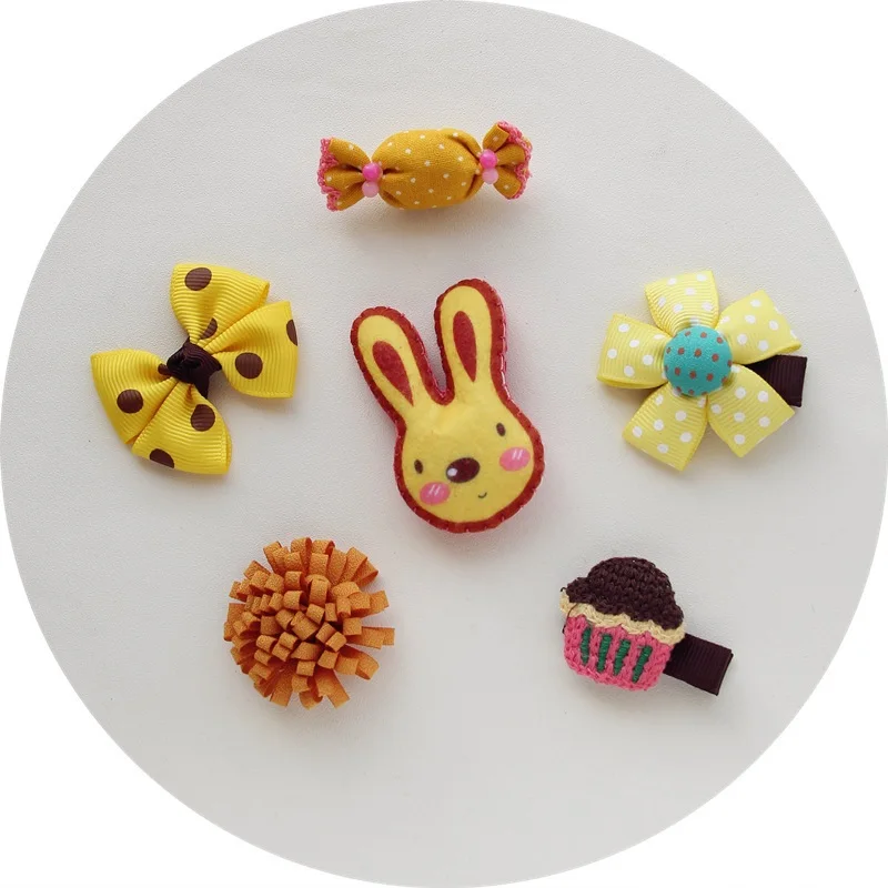 yellow rabbit 24 шт./компл. детские заколки для волос девочки дети мультфильм аксессуары для волос, Корона Детские Луки цветок заколки для детей Девочка заколки - Цвет: yellow rabbit